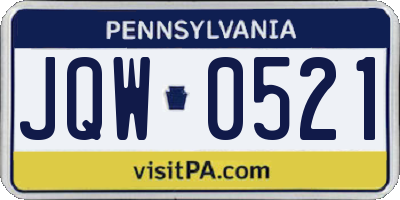 PA license plate JQW0521