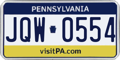 PA license plate JQW0554