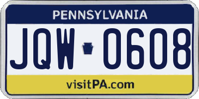 PA license plate JQW0608
