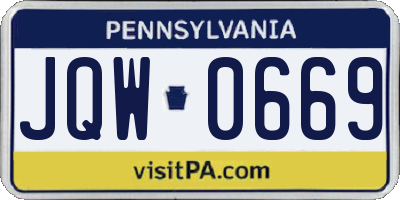 PA license plate JQW0669