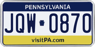 PA license plate JQW0870