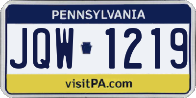 PA license plate JQW1219