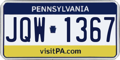 PA license plate JQW1367