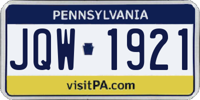 PA license plate JQW1921