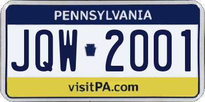 PA license plate JQW2001