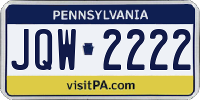 PA license plate JQW2222