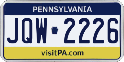 PA license plate JQW2226