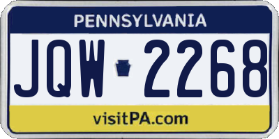 PA license plate JQW2268