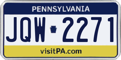 PA license plate JQW2271