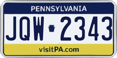 PA license plate JQW2343