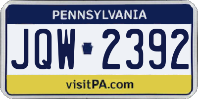 PA license plate JQW2392