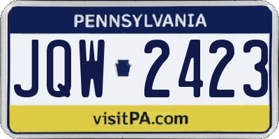 PA license plate JQW2423