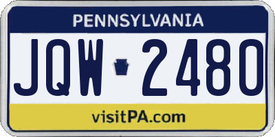 PA license plate JQW2480