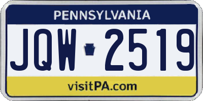 PA license plate JQW2519