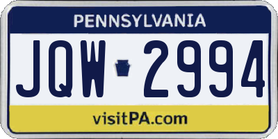 PA license plate JQW2994