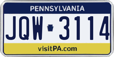 PA license plate JQW3114