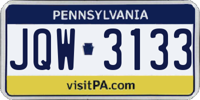 PA license plate JQW3133
