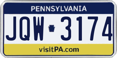 PA license plate JQW3174