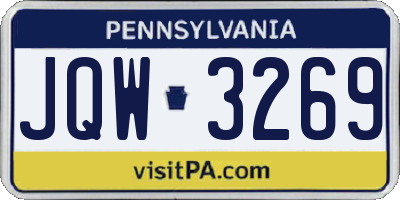PA license plate JQW3269