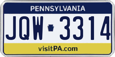 PA license plate JQW3314
