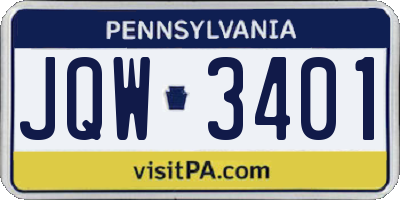 PA license plate JQW3401