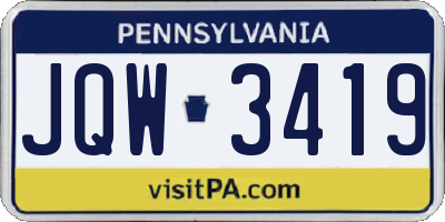 PA license plate JQW3419