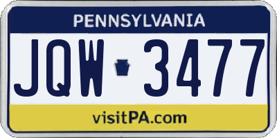 PA license plate JQW3477