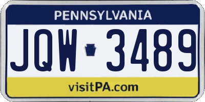 PA license plate JQW3489