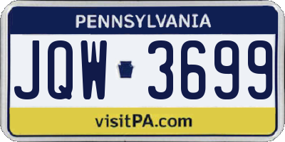 PA license plate JQW3699