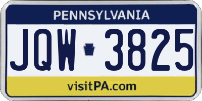 PA license plate JQW3825