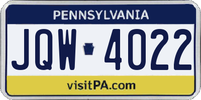 PA license plate JQW4022