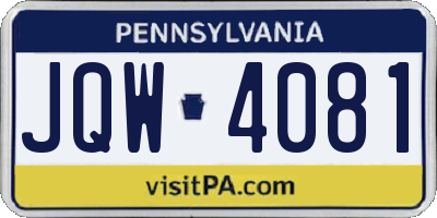 PA license plate JQW4081