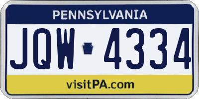 PA license plate JQW4334