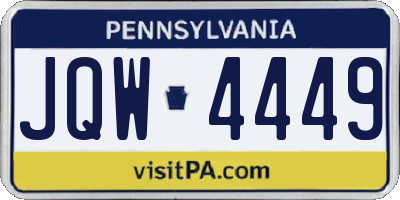 PA license plate JQW4449