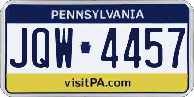 PA license plate JQW4457