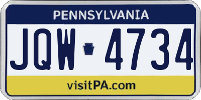 PA license plate JQW4734