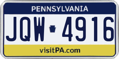 PA license plate JQW4916