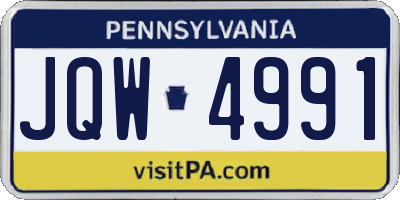 PA license plate JQW4991
