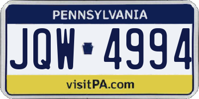PA license plate JQW4994