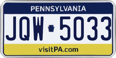 PA license plate JQW5033