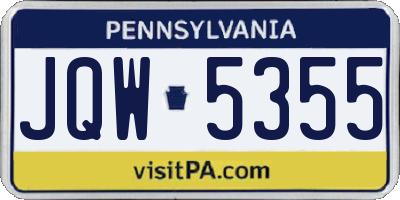 PA license plate JQW5355