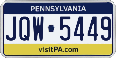 PA license plate JQW5449