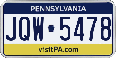 PA license plate JQW5478