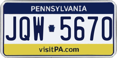 PA license plate JQW5670