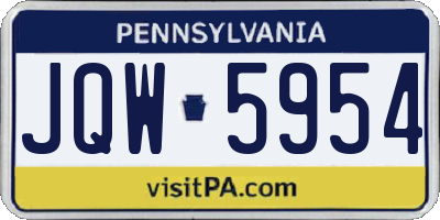 PA license plate JQW5954