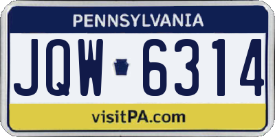 PA license plate JQW6314