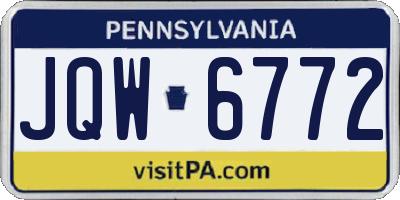 PA license plate JQW6772