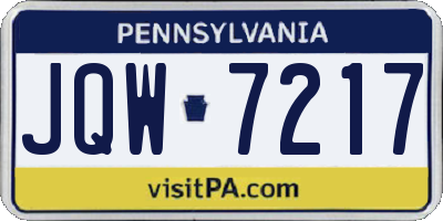 PA license plate JQW7217