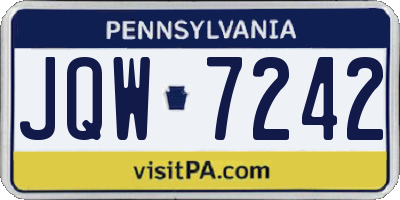 PA license plate JQW7242