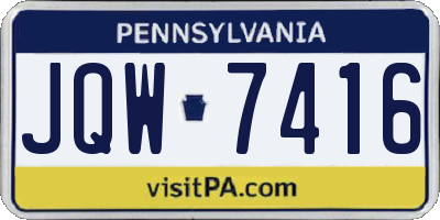 PA license plate JQW7416